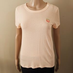 Aritzia Sunday Best Embroidered Peach Tee, Women's Small